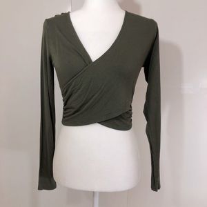 Long sleeve wrap crop top